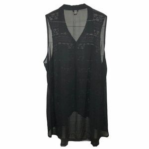 Torrid Black Sheer Lace Chiffon Hi-Lo Top